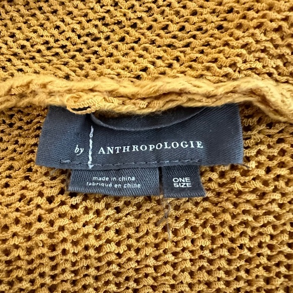 Anthropologie Mustard Yellow Crochet Open-Front Loose-Fit Cardigan. One Size. - Picture 10 of 12